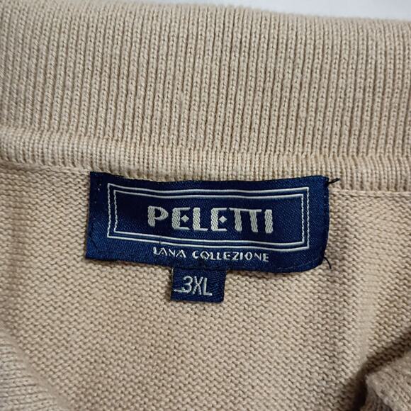 VTG Peletti Lana Collezione 3XL Men's Geometric Tan/Brown Collared Coogie-like - Picture 2 of 11